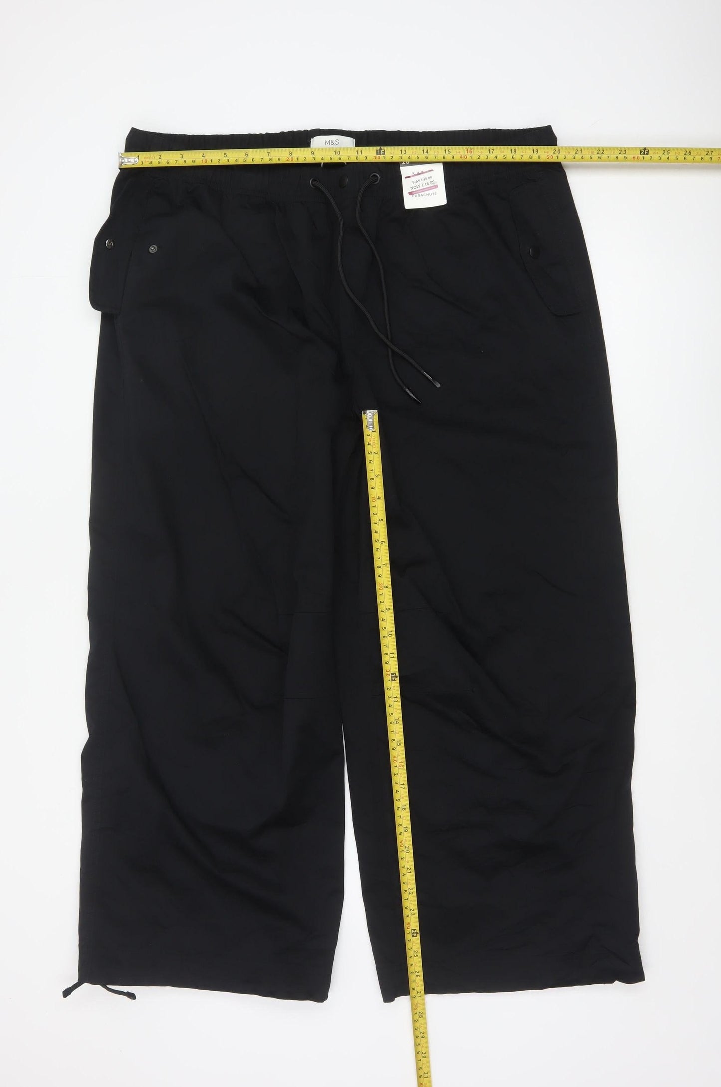 Marks and Spencer Women’s Black Cotton Cargo Trousers Size 20 Short