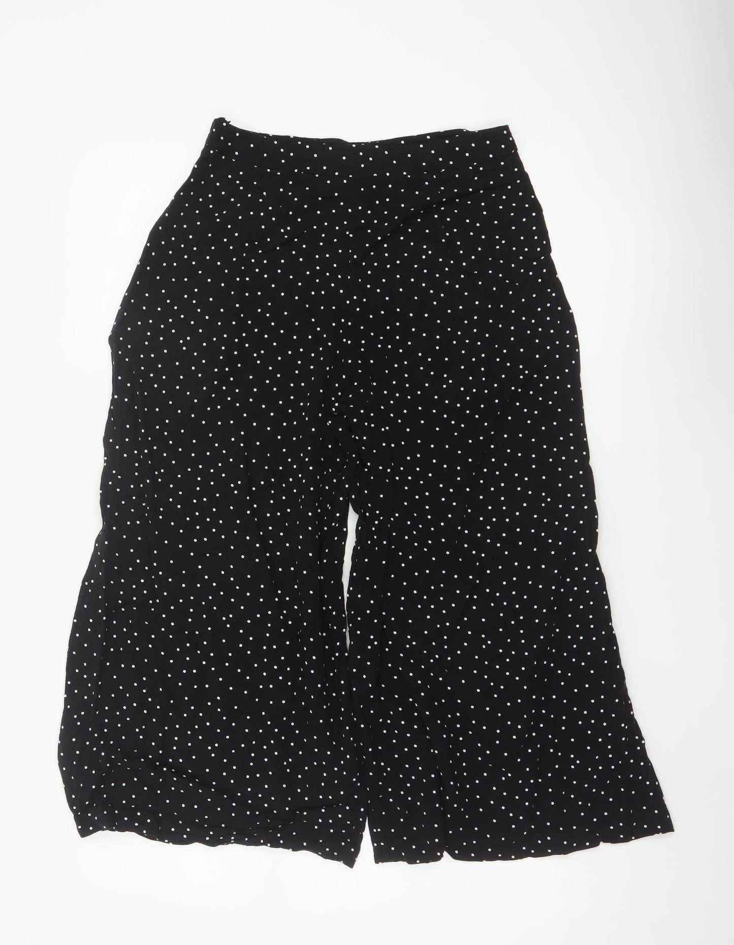New Look Women's Black Polka Dot Wide-Leg Trousers Size 10