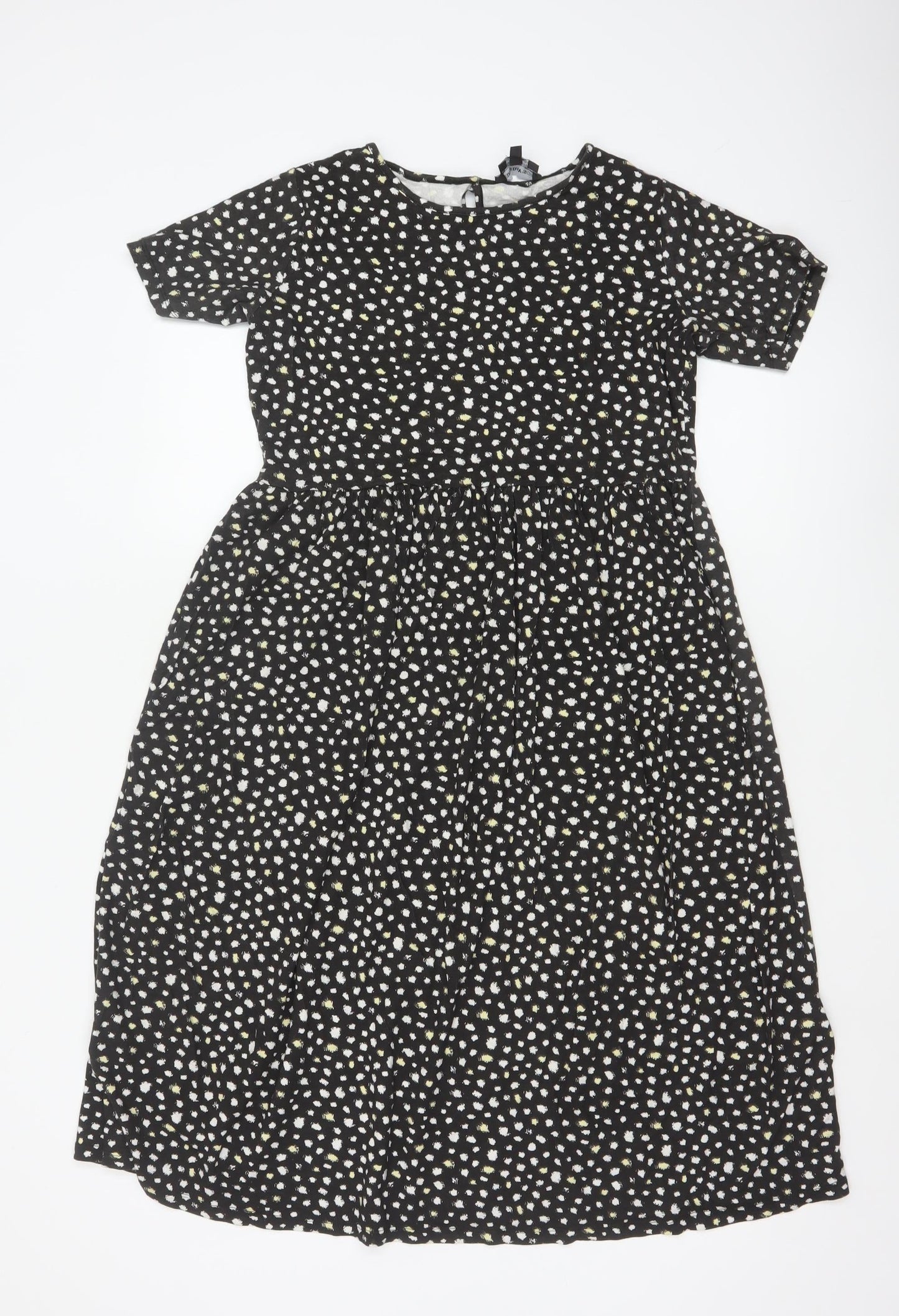Wednesday's Girl Women's Black Floral A-Line Midi Dress Size S