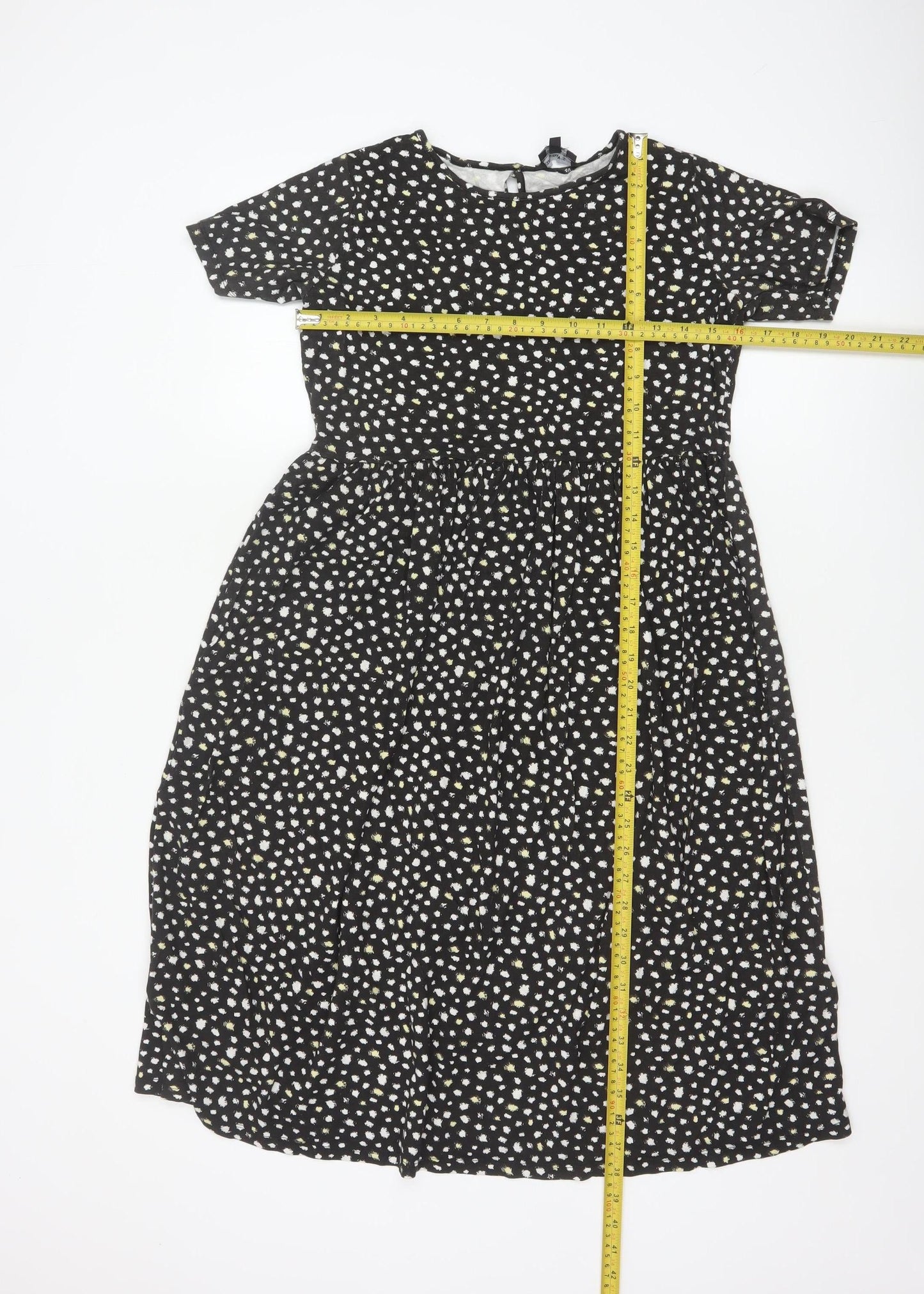 Wednesday's Girl Women's Black Floral A-Line Midi Dress Size S