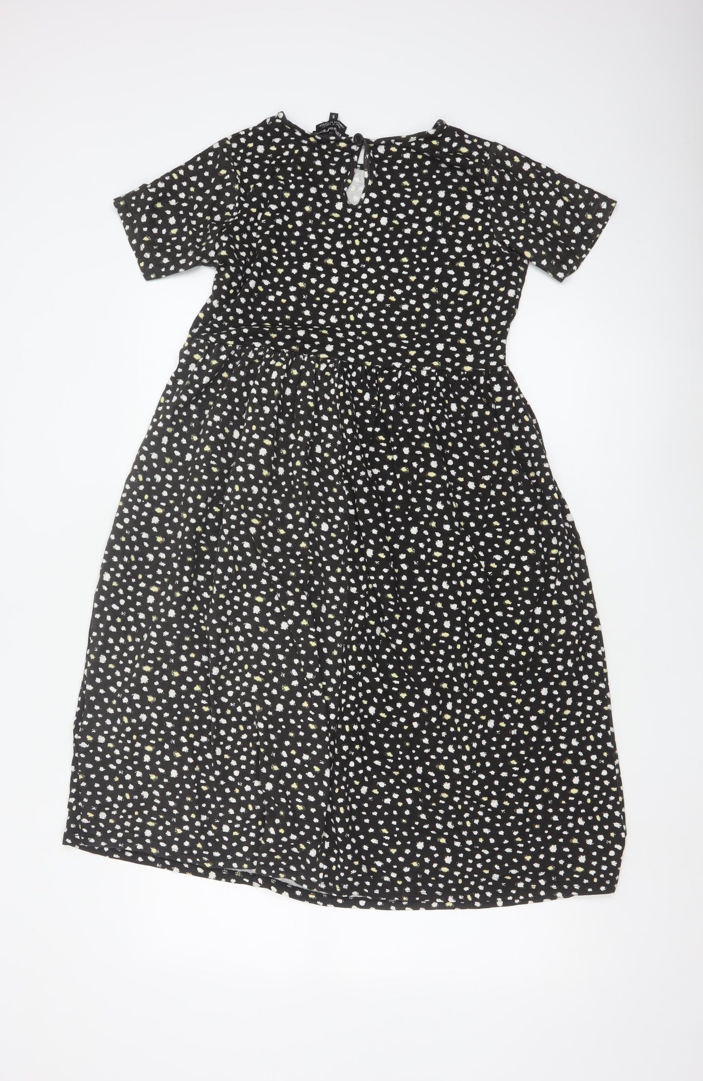 Wednesday's Girl Women's Black Floral A-Line Midi Dress Size S