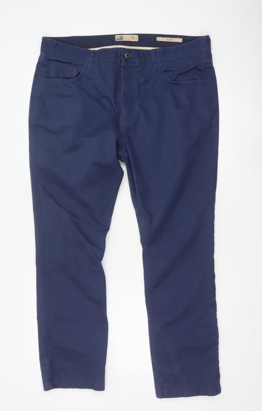 North Coast Men's Blue Slim Fit Chino Trousers 38W 29L