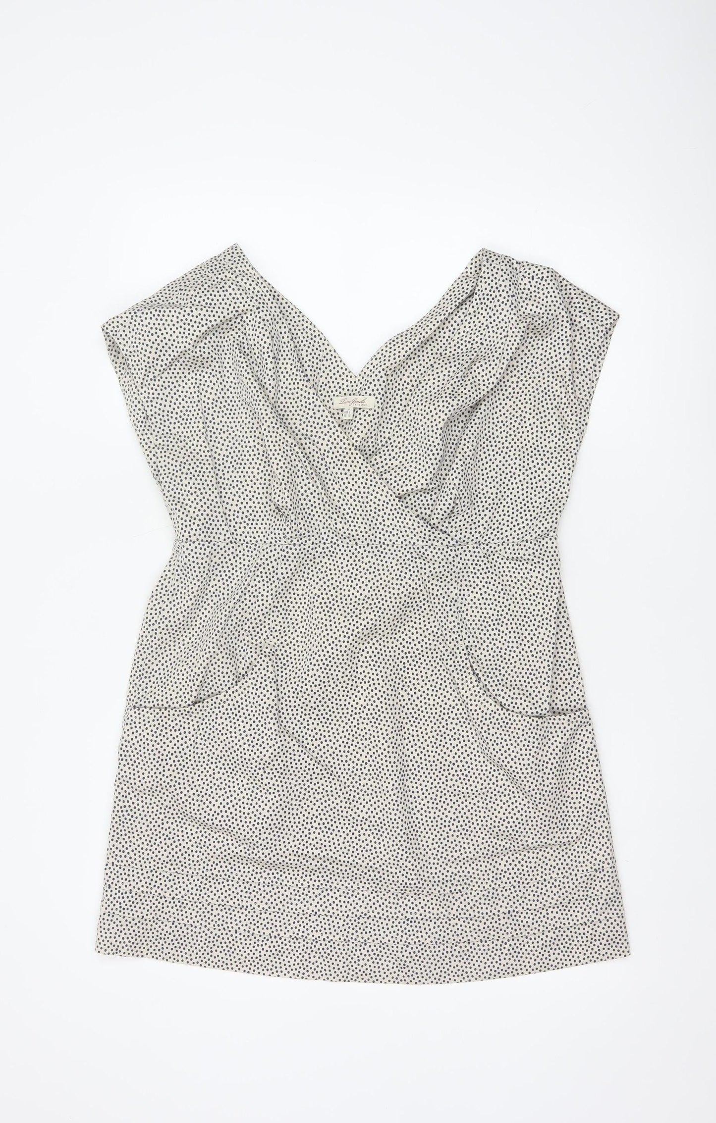 Joules Women White Polka Dot Cotton Sleeveless V-Neck Wrap Dress Size 14