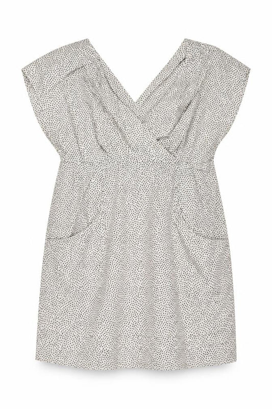 Joules Women White Polka Dot Cotton Sleeveless V-Neck Wrap Dress Size 14