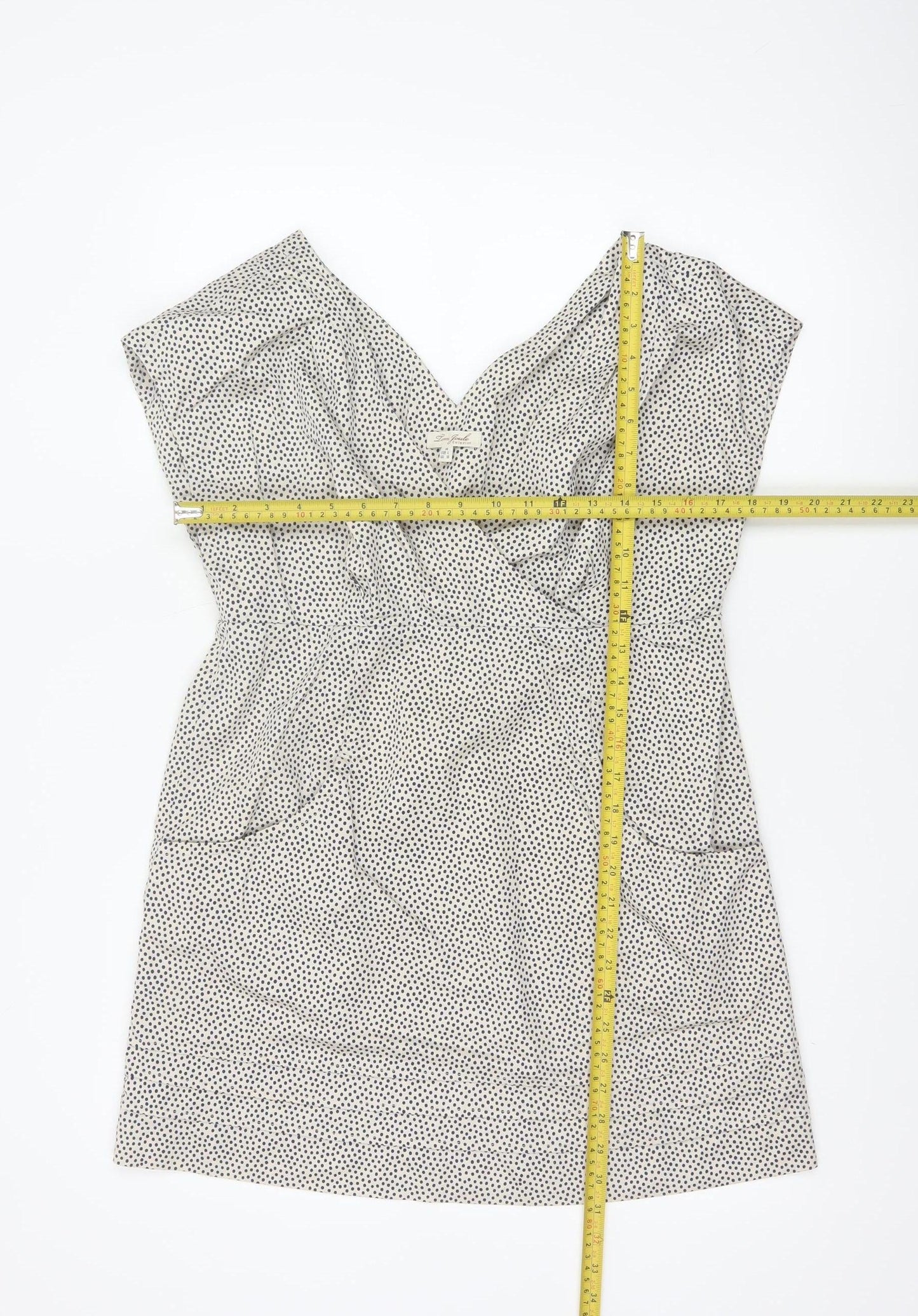 Joules Women White Polka Dot Cotton Sleeveless V-Neck Wrap Dress Size 14