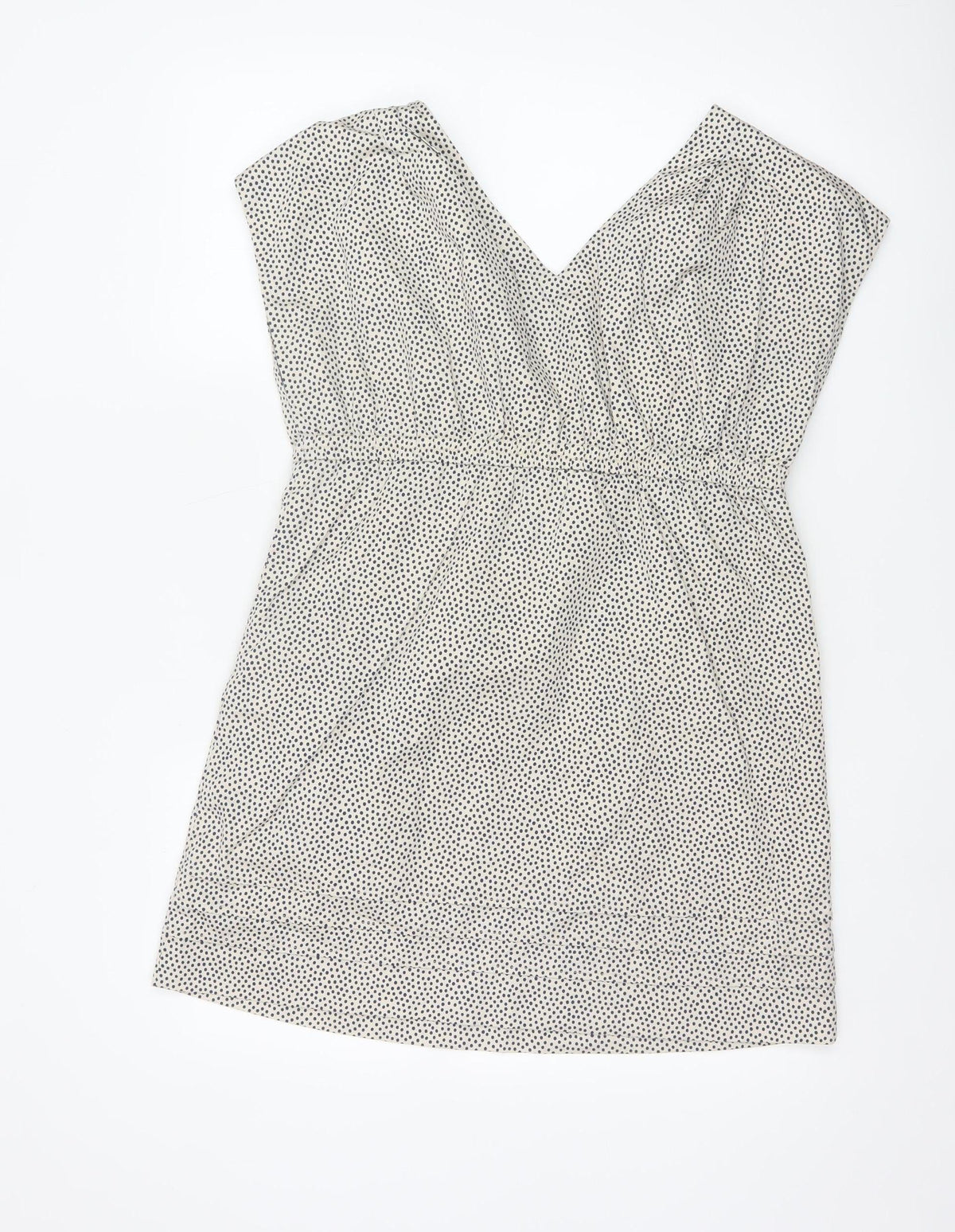 Joules Women White Polka Dot Cotton Sleeveless V-Neck Wrap Dress Size 14