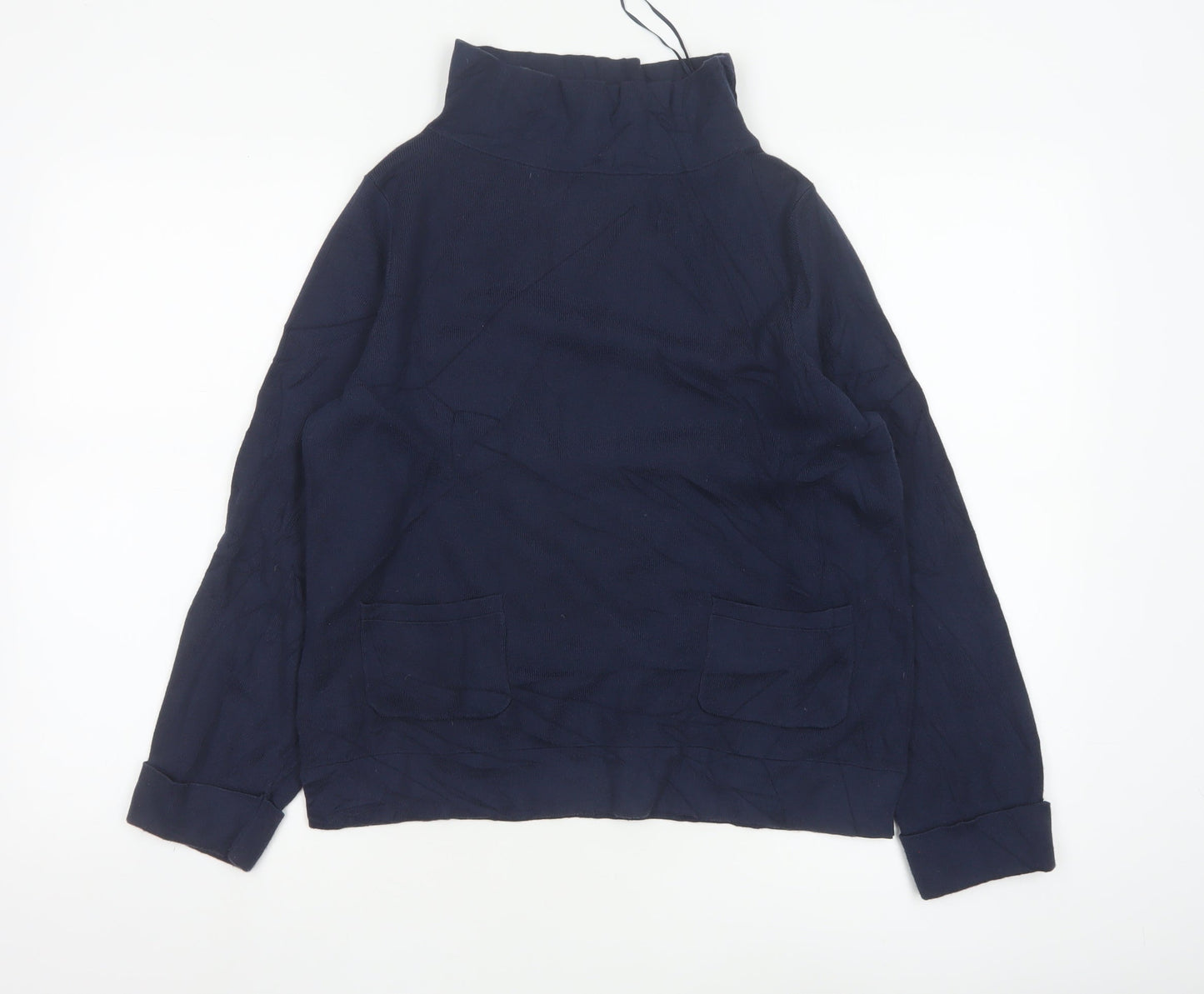 Laura Ashley Women's Blue High Neck Cotton Blend Jumper UK 10