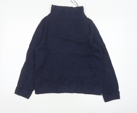 Laura Ashley Women's Blue High Neck Cotton Blend Jumper UK 10