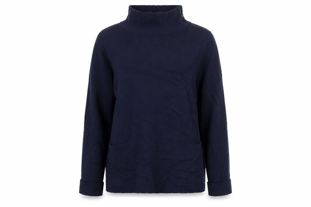 Laura Ashley Women's Blue High Neck Cotton Blend Jumper UK 10