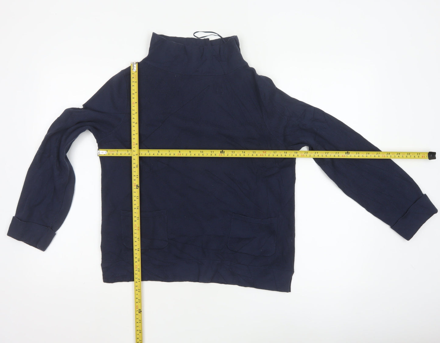 Laura Ashley Women's Blue High Neck Cotton Blend Jumper UK 10