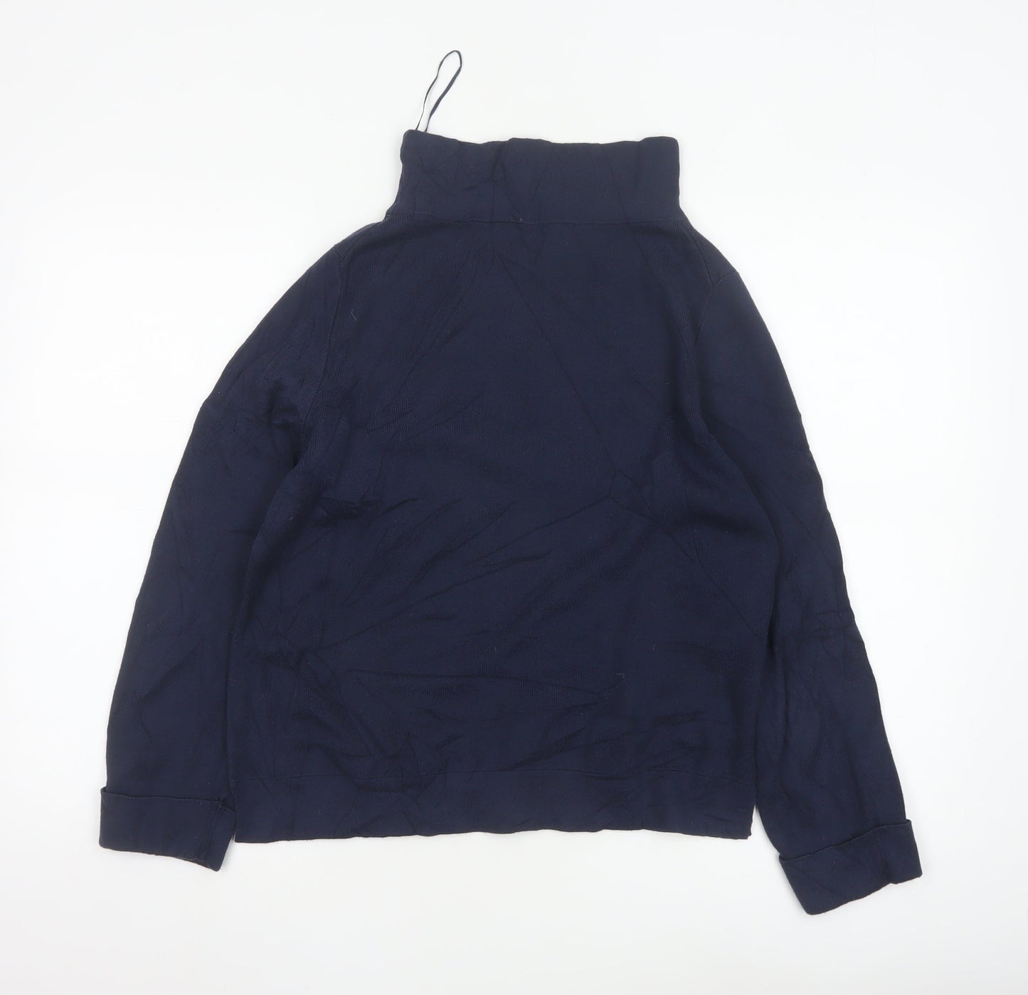 Laura Ashley Women's Blue High Neck Cotton Blend Jumper UK 10