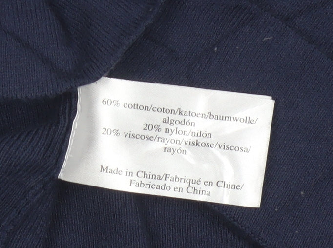 Laura Ashley Women's Blue High Neck Cotton Blend Jumper UK 10