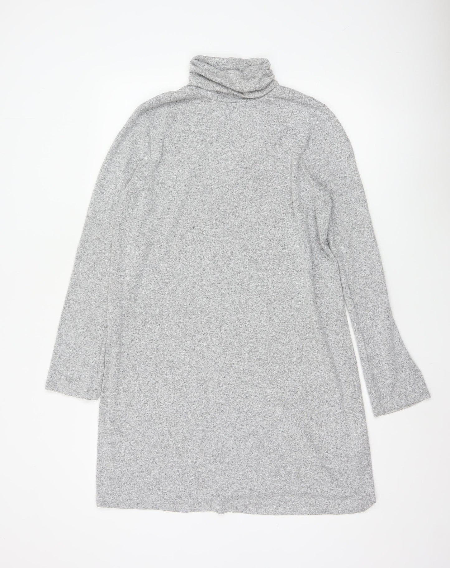 Zara Women Grey Knit Roll Neck Long Sleeve Shift Dress Size 12