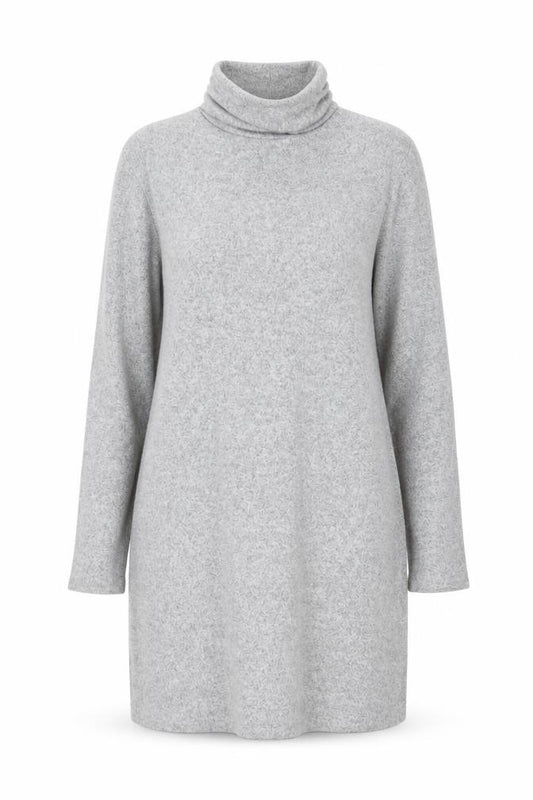 Zara Women Grey Knit Roll Neck Long Sleeve Shift Dress Size 12