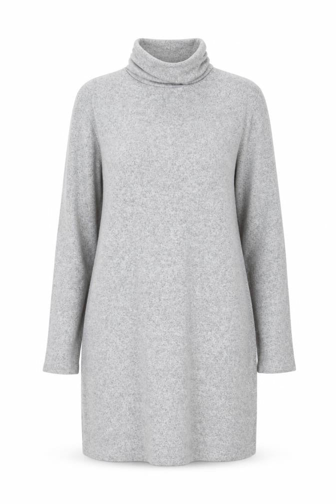 Zara Women Grey Knit Roll Neck Long Sleeve Shift Dress Size 12