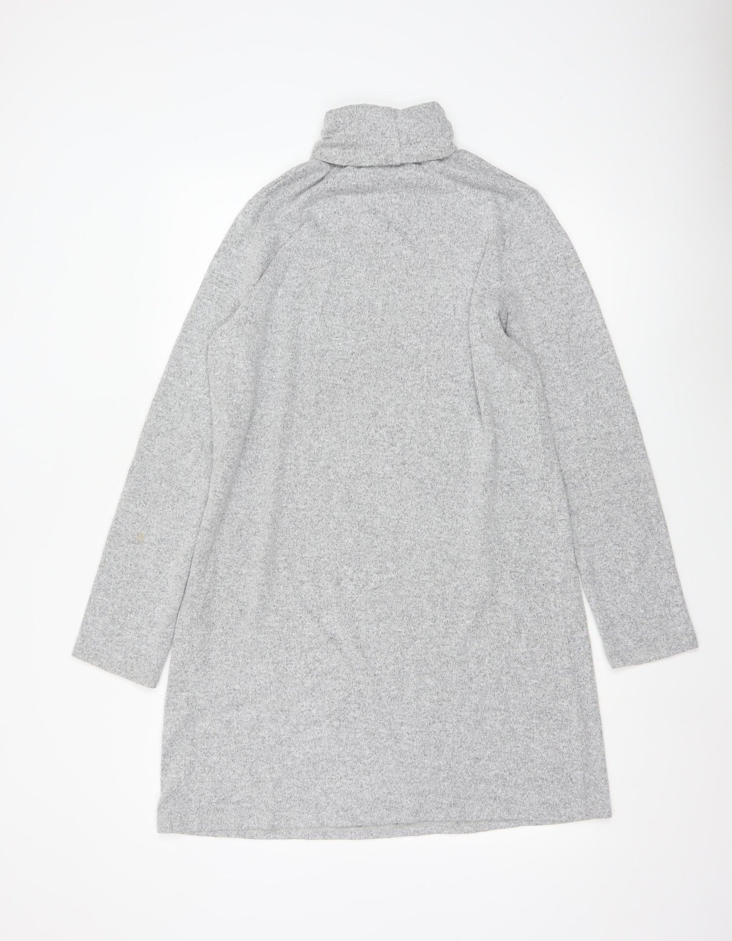 Zara Women Grey Knit Roll Neck Long Sleeve Shift Dress Size 12