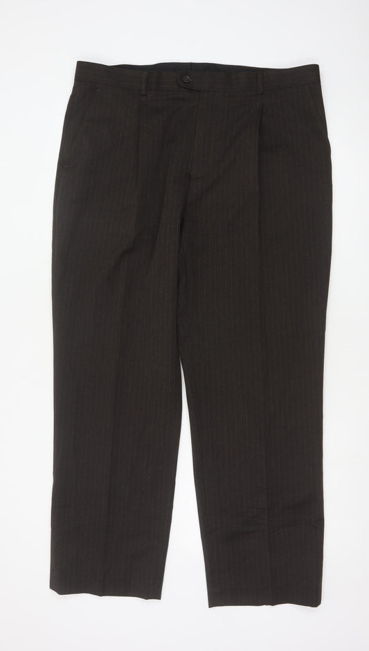 Taylor & Wright Men's Brown Pinstripe Dress Trousers 38S