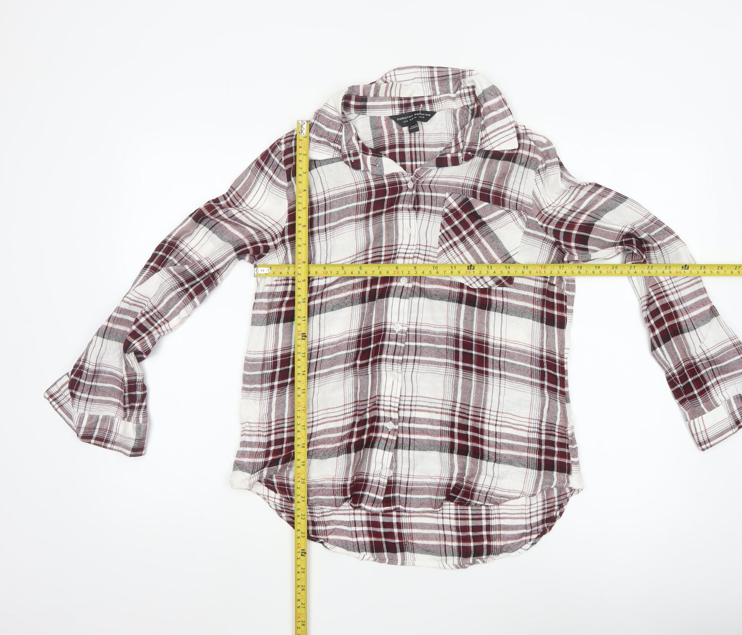 Dorothy Perkins Womens UK 12 Plaid Long Sleeve Button-Up Shirt