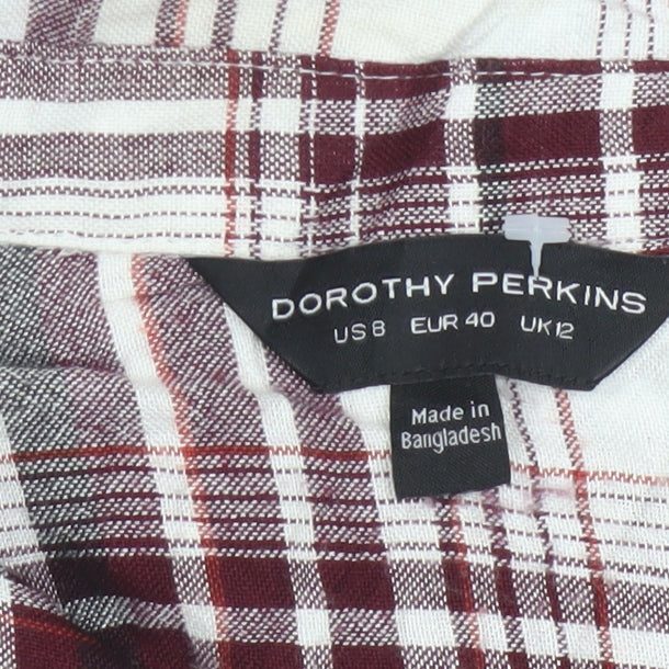 Dorothy Perkins Womens UK 12 Plaid Long Sleeve Button-Up Shirt