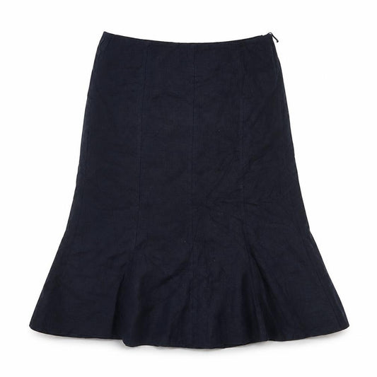 CC Petite Women's Blue Linen Flare Skirt Size 12 Knee Length