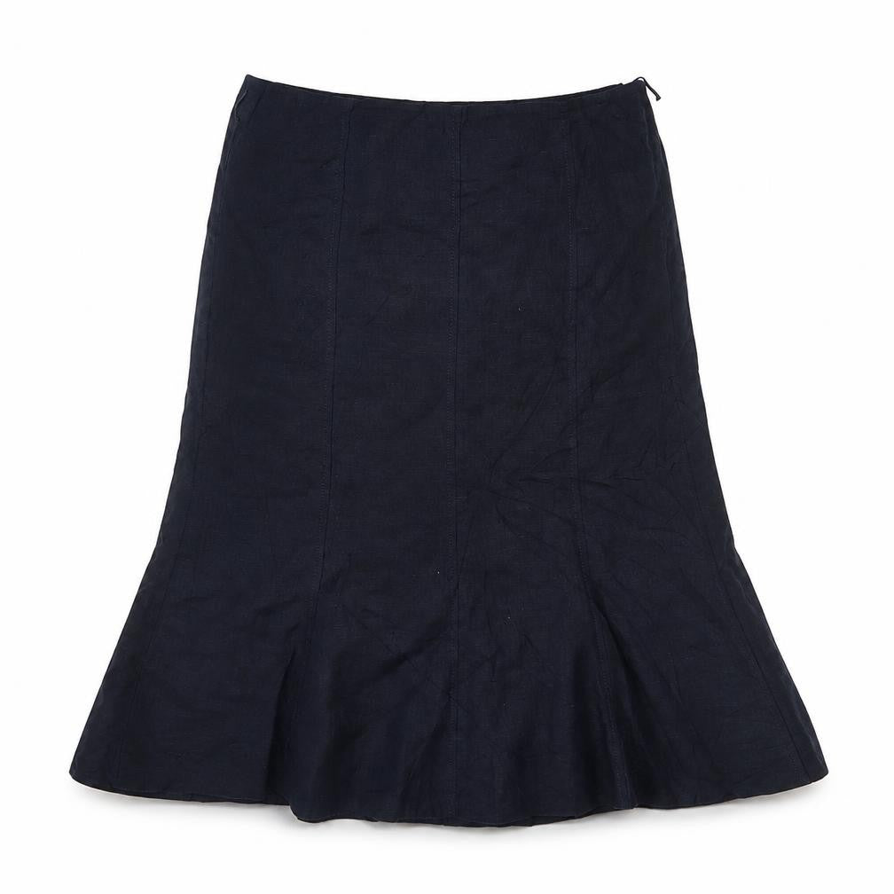 Country Casuals Petite Women's Blue Linen Flare Skirt Size 12 Knee Length
