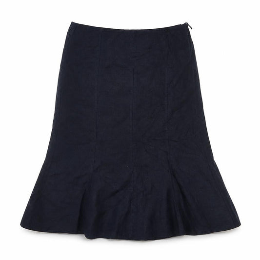 Country Casuals Petite Women's Blue Linen Flare Skirt Size 12 Knee Length