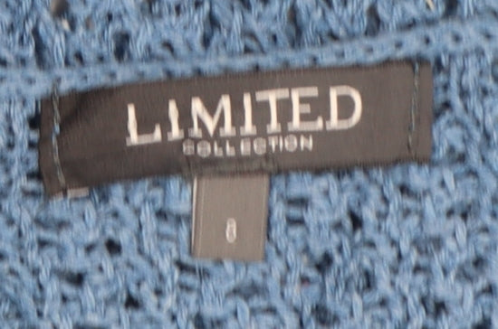 Marks and Spencer Women Blue Open-Knit V-Neck Jumper Size 8