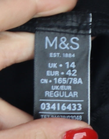 Marks and Spencer Women Black Size 14 Stretch Jersey Leggings