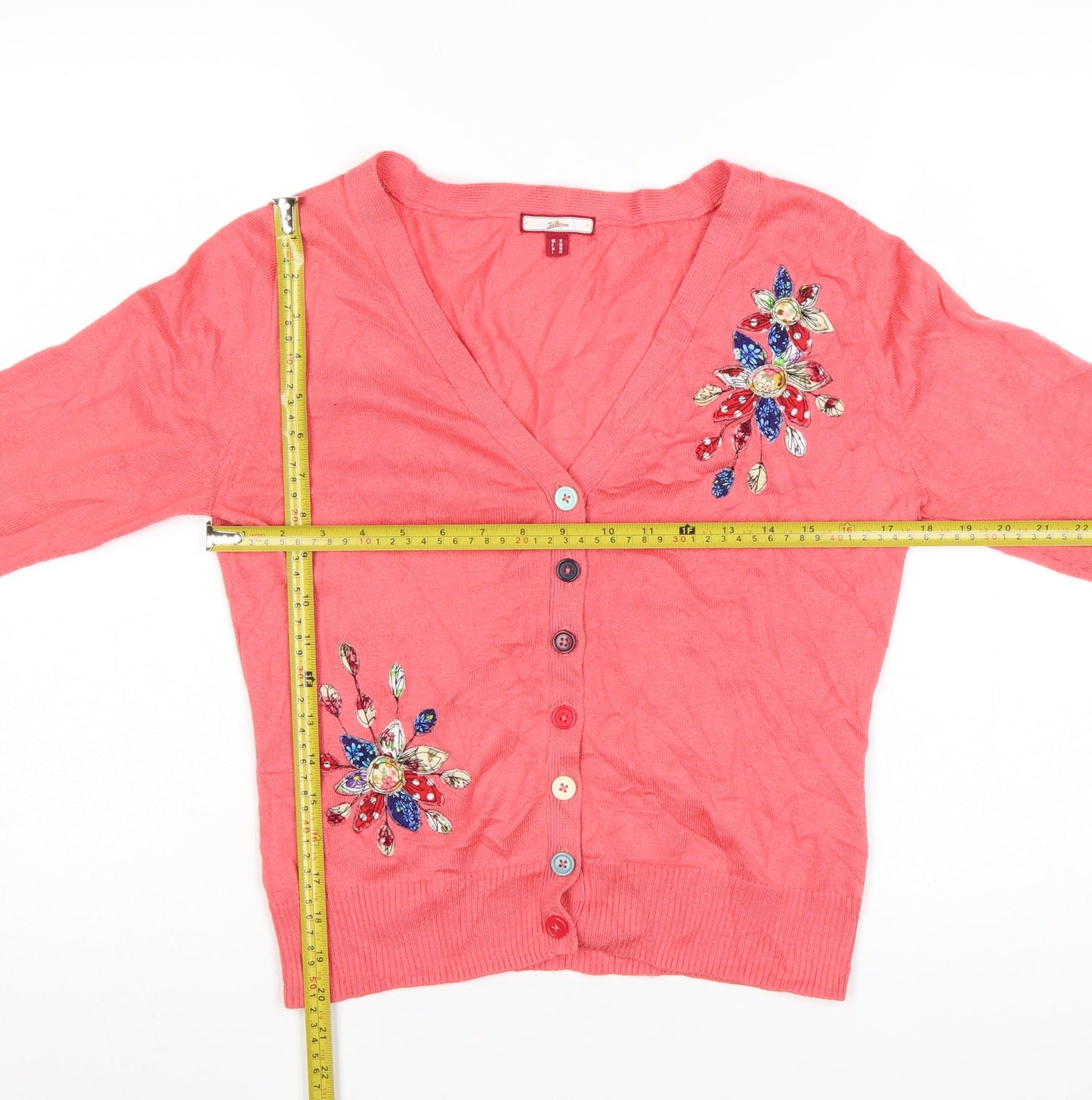 Joe Browns Women's Pink Beaded Cardigan Size 12 V-Neck Knit