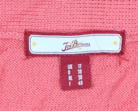 Joe Browns Women's Pink Beaded Cardigan Size 12 V-Neck Knit