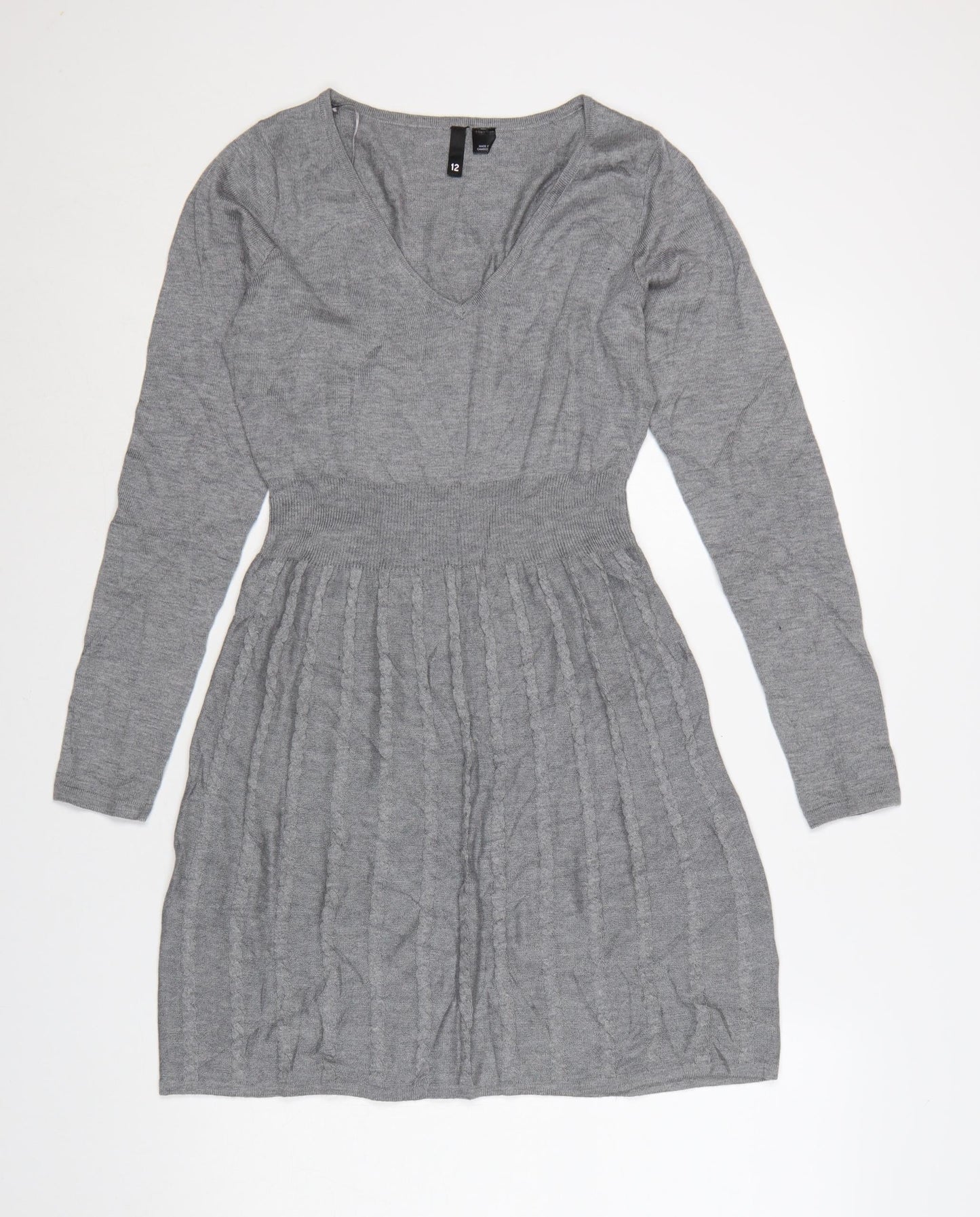 H&M Divided Women's Grey Acrylic Knit Skater Dress Size 12