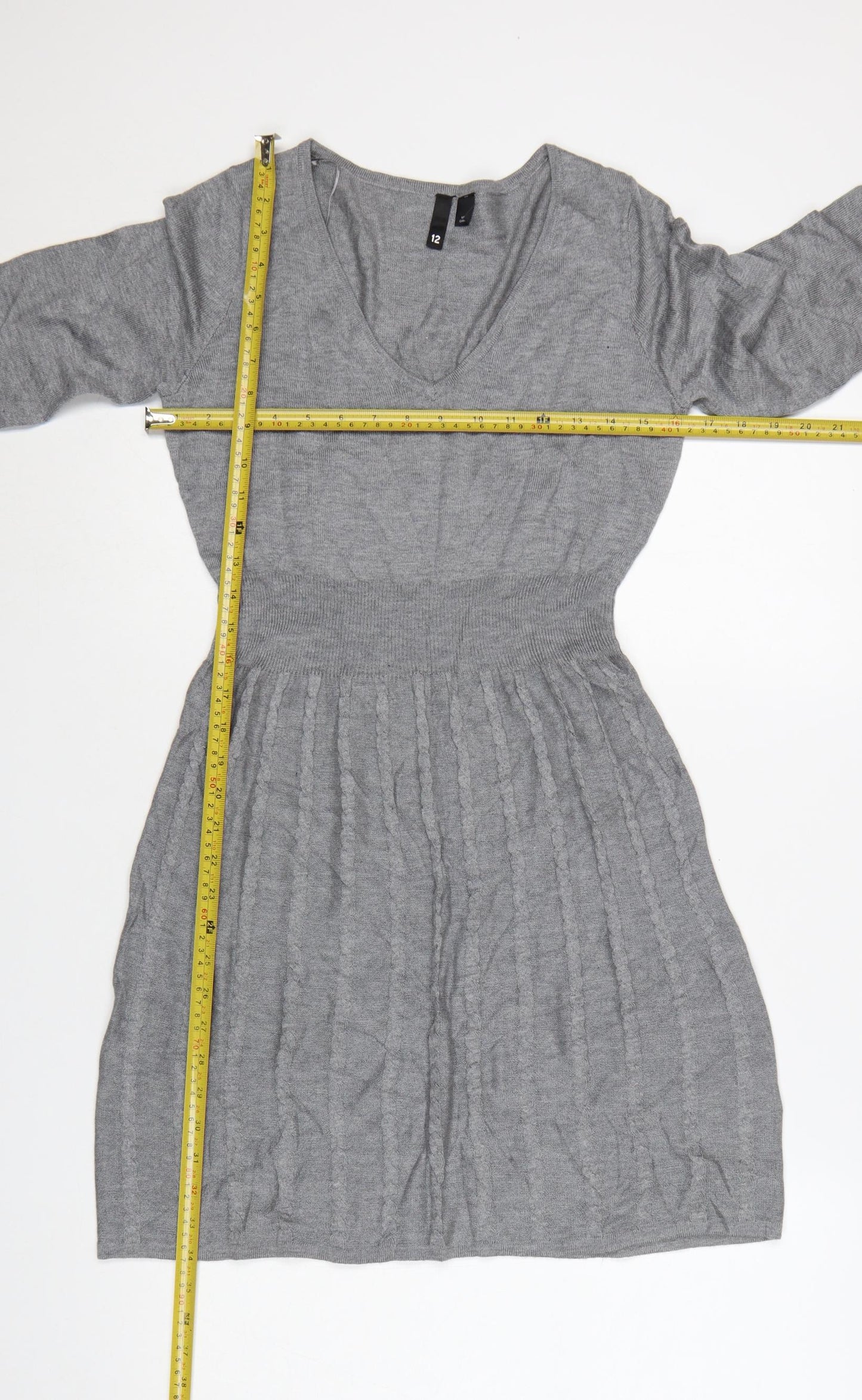 H&M Divided Women's Grey Acrylic Knit Skater Dress Size 12