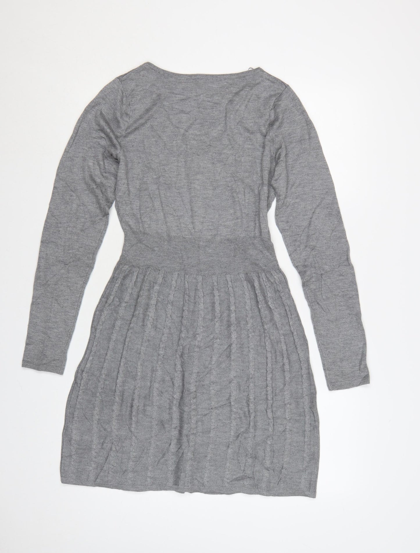 H&M Divided Women's Grey Acrylic Knit Skater Dress Size 12