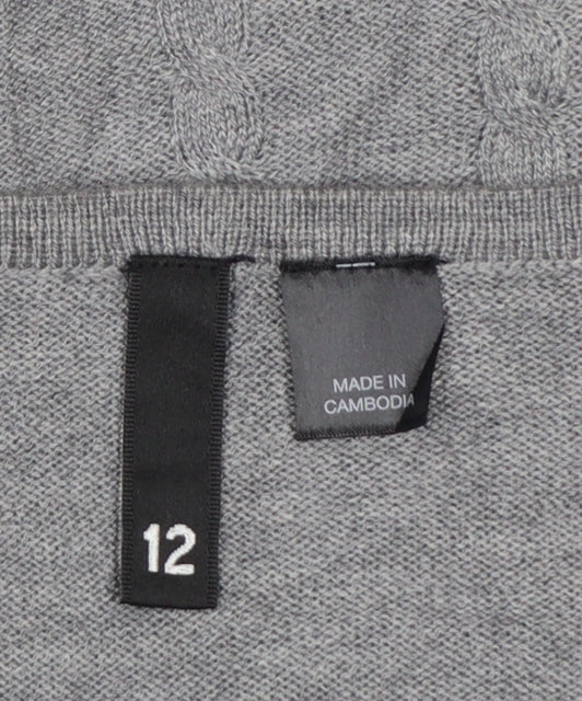 H&M Divided Women's Grey Acrylic Knit Skater Dress Size 12