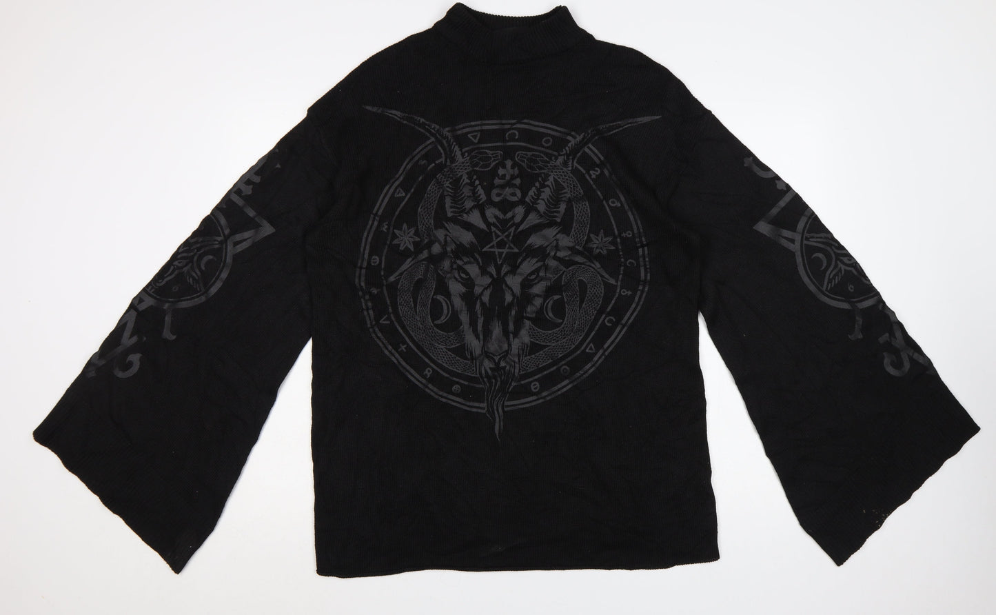 Killstar Womens Black XS Mock Neck Gothic Knit Pullover Jumper