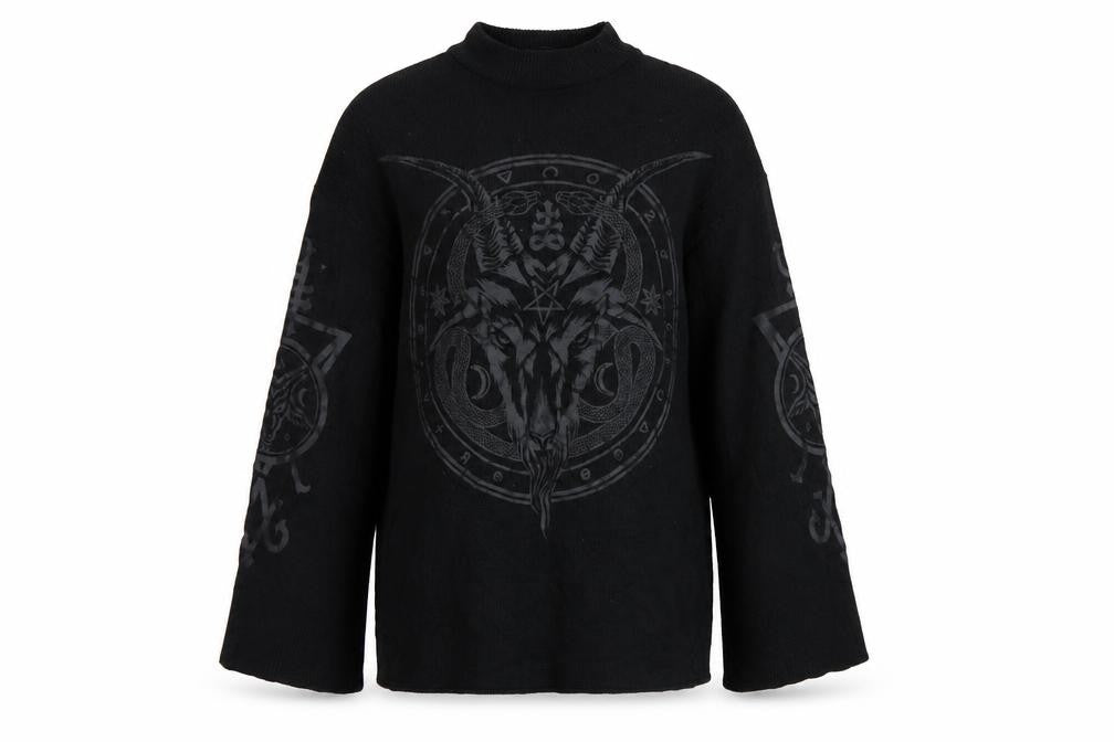 Killstar Womens Black XS Mock Neck Gothic Knit Pullover Jumper