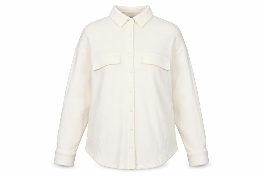 Next Women Ivory Collared Button-Up Knit Shirt Size S