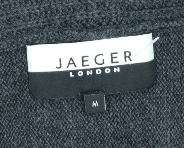 Jaeger Women Grey Wool Long Sleeve Open Cardigan M