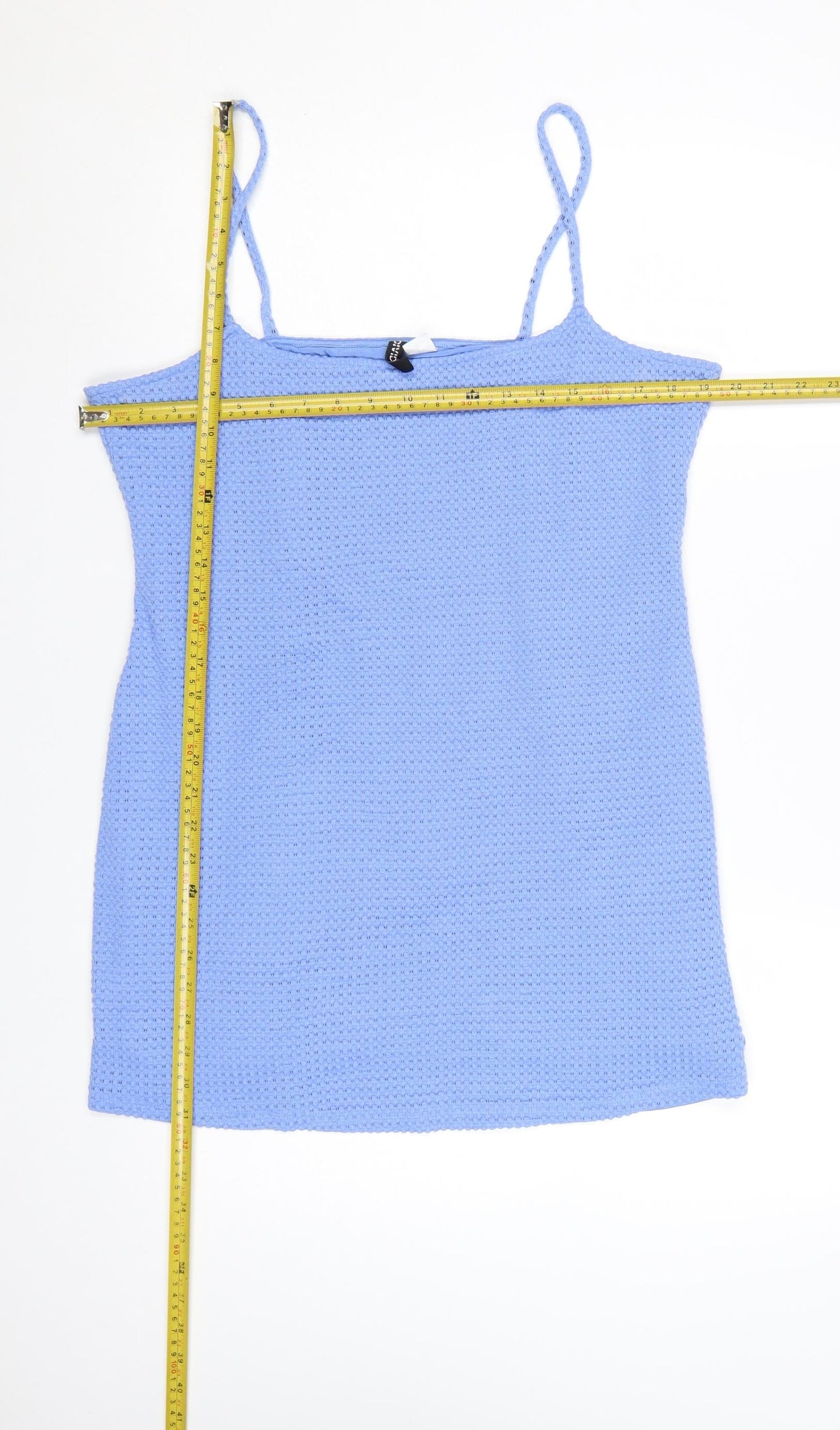 H&M Divided Women’s Blue Slip Dress Size 16 Stretch Knit