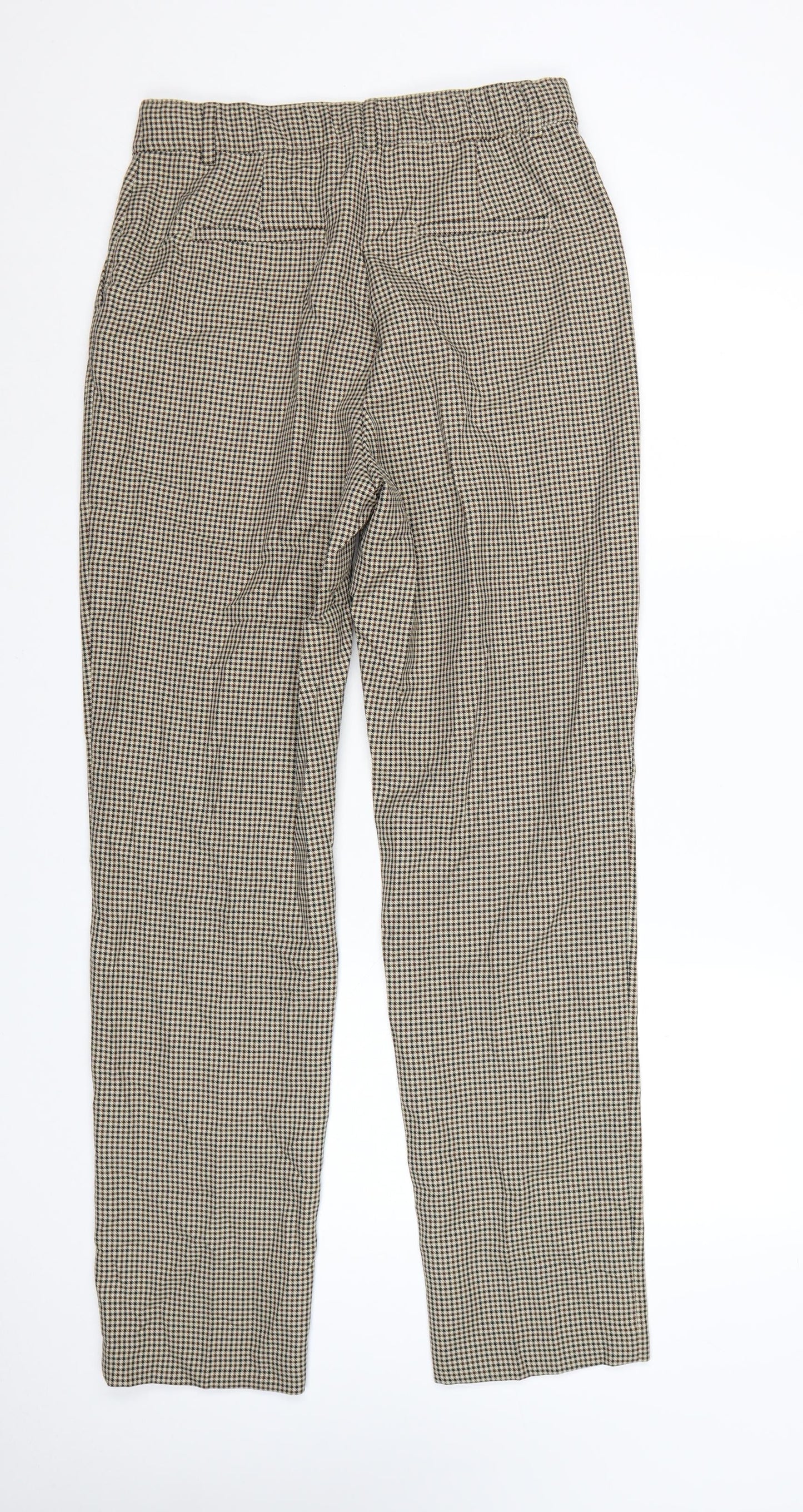 Marks and Spencer Women’s Beige Check Trousers Size 12 Regular Fit