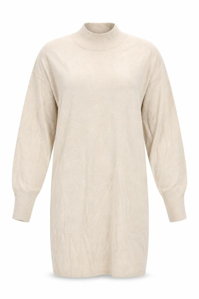 Abercrombie & Fitch Women Beige Small Knit High Neck Jumper Dress