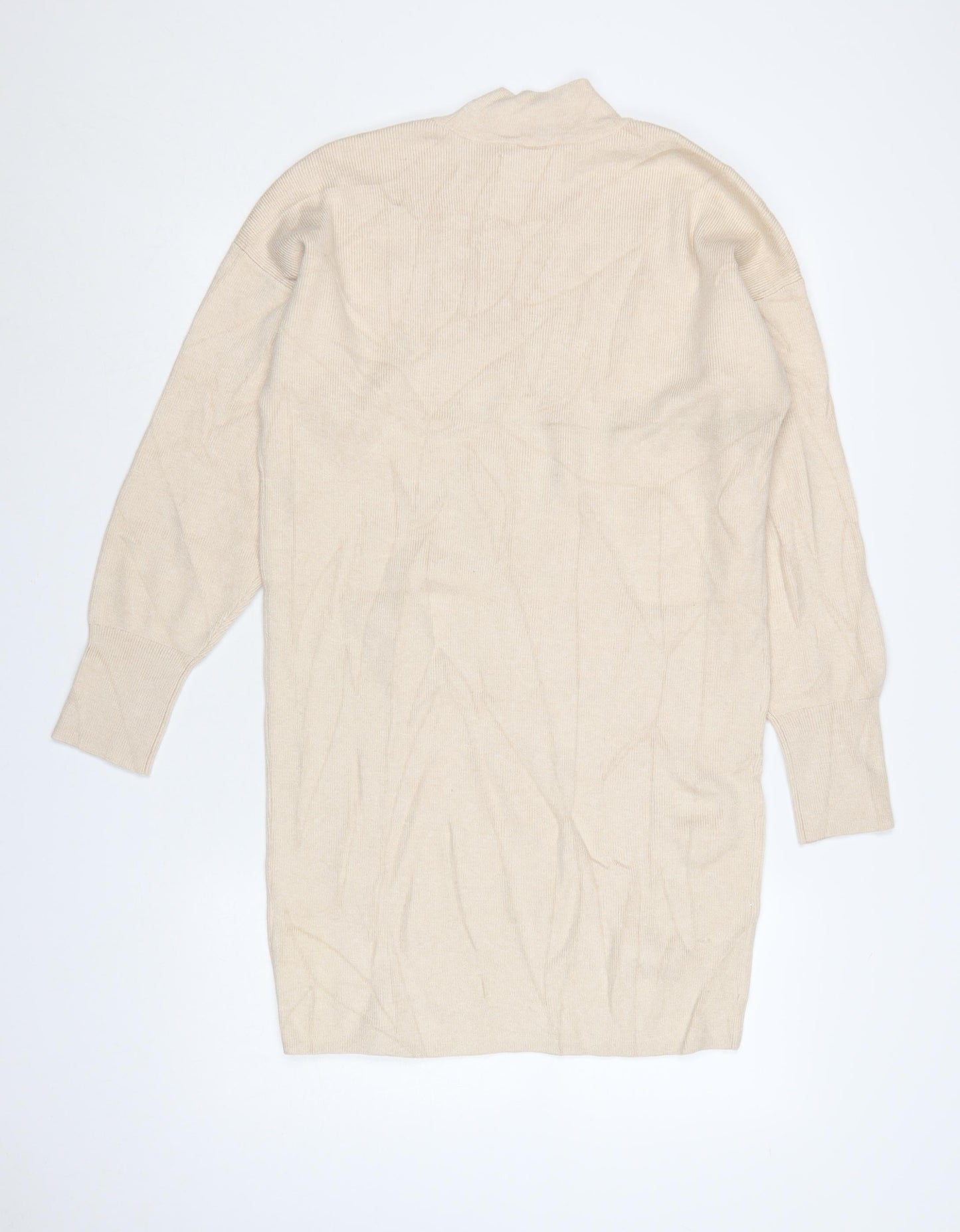 Abercrombie & Fitch Women Beige Small Knit High Neck Jumper Dress