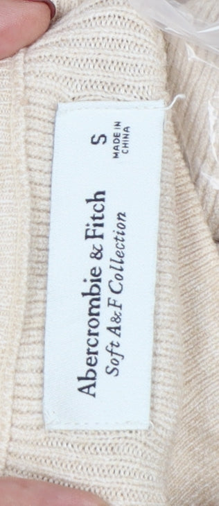 Abercrombie & Fitch Women Beige Small Knit High Neck Jumper Dress