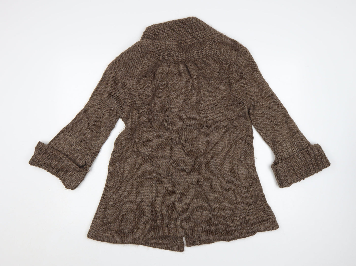 Massimo Dutti Women Brown Wool Alpaca Chunky Knit Cardigan S