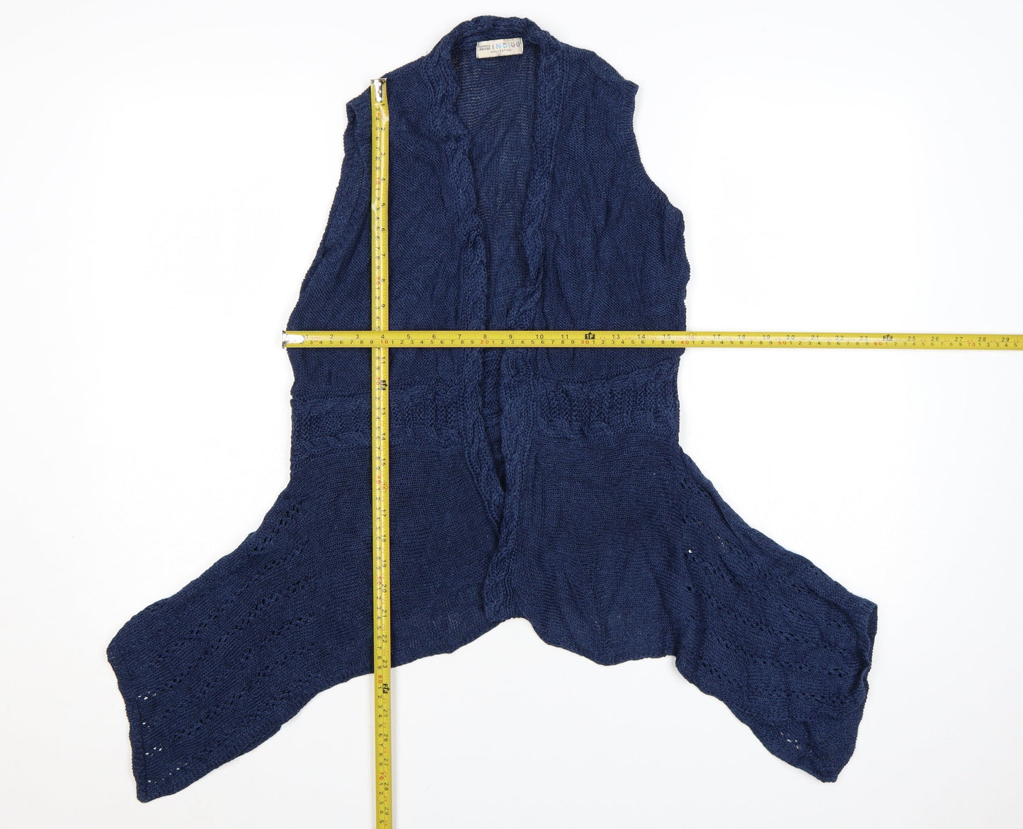 Marks & Spencer Indigo Blue Linen Knit Women's Size 14 Sleeveless Vest