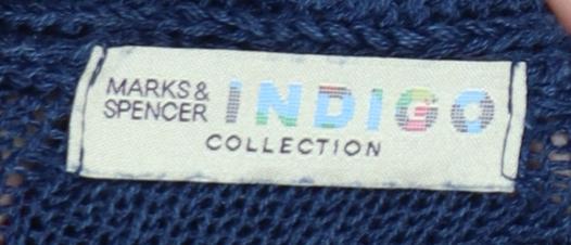 Marks & Spencer Indigo Blue Linen Knit Women's Size 14 Sleeveless Vest