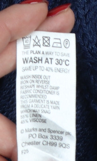 Marks & Spencer Indigo Blue Linen Knit Women's Size 14 Sleeveless Vest