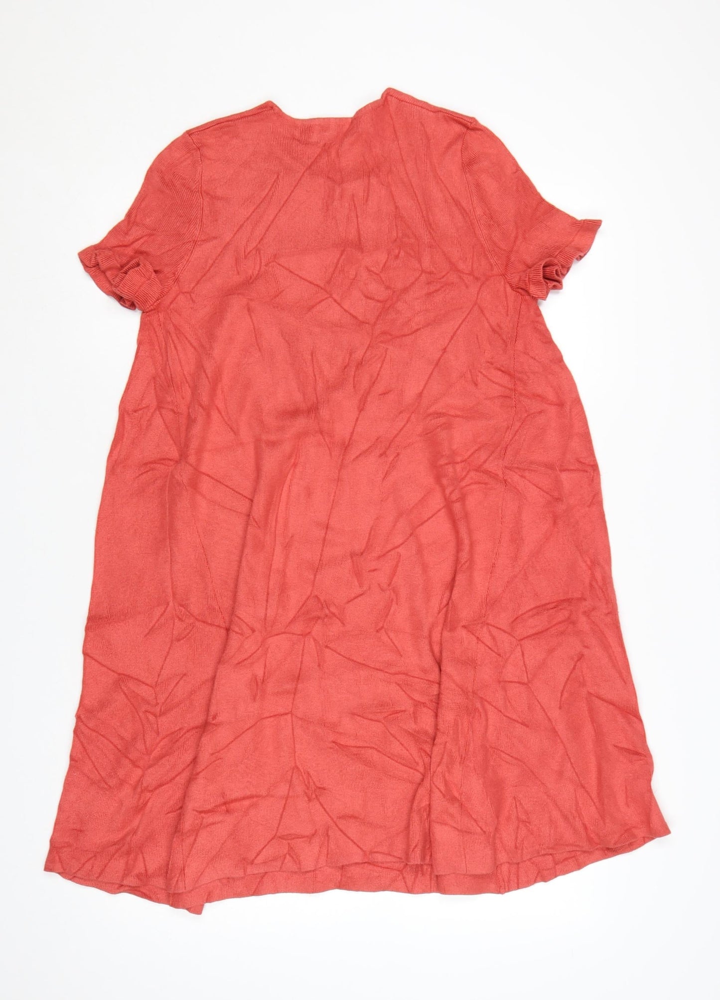 Zara Women Red A-Line Knit Short Sleeve Dress Size 12
