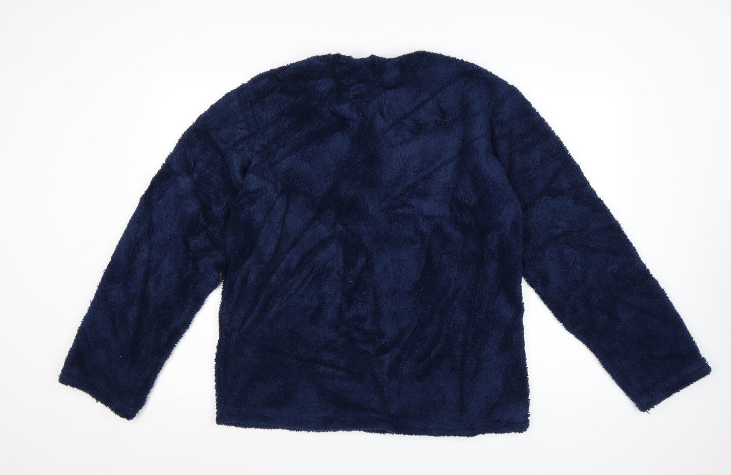 Hudson Bay Women Blue Fleece Long Sleeve Pyjama Top Size L