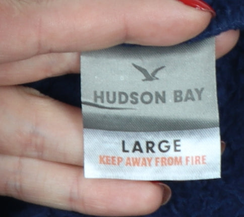 Hudson Bay Women Blue Fleece Long Sleeve Pyjama Top Size L
